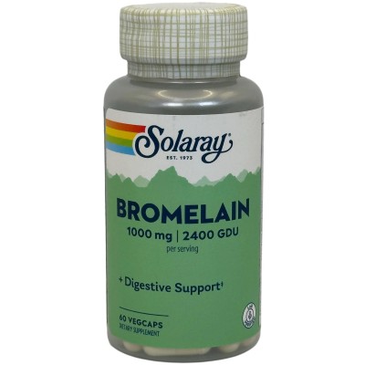 Bromelaína 1000 mg (enzimas digerstivas) 60 cápsulas vegetales (500 mg, 1200 GDU por cápsula) de Solaray SOLARAY SOLA-04843 A...