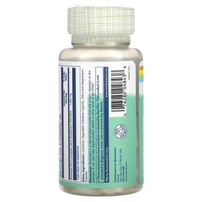 Bromelaína 1000 mg (enzimas digerstivas) 60 cápsulas vegetales (500 mg, 1200 GDU por cápsula) de Solaray SOLARAY SOLA-04843 A...