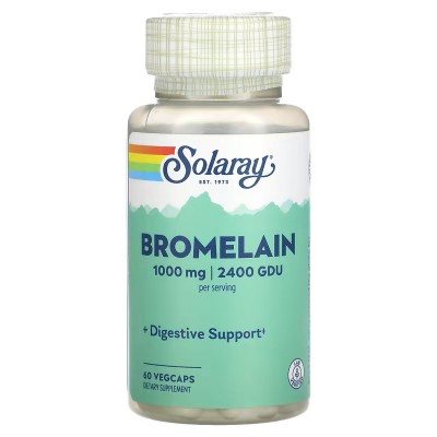 Bromelaína 1000 mg (enzimas digerstivas) 60 cápsulas vegetales (500 mg, 1200 GDU por cápsula) de Solaray SOLARAY SOLA-04843 A...