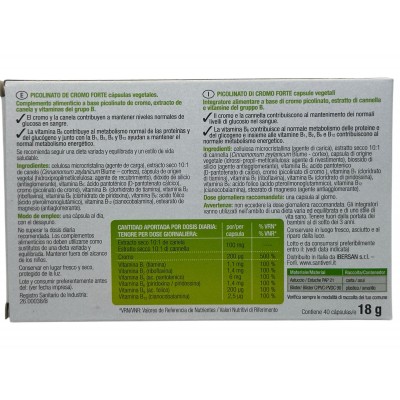 Picolinato de Cromo Forte 200mcg + Canela 1000mg (40 cápsulas) de Santiveri Santiveri  39440003 Ayuda Glucemia y Diabetes sal...