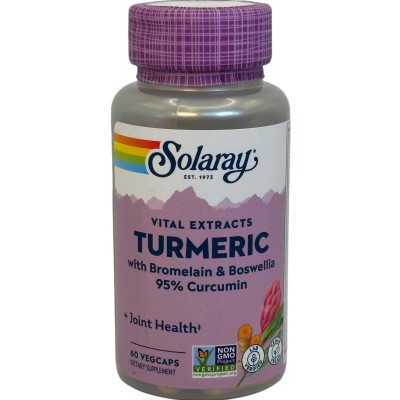 Cúrcuma (Turmeric, Bromelain & Boswelia) 60 cápsulas vegetales de Solaray SOLARAY SOLA-03802 Suplementos Naturales acción Ana...