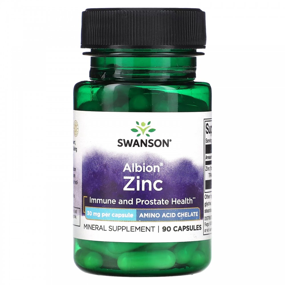 Zinc Quelado (Albion®) 30mg 100 Cápsulas de Swanson Swanson SWV-02065 Sistema inmunitario salud.bio