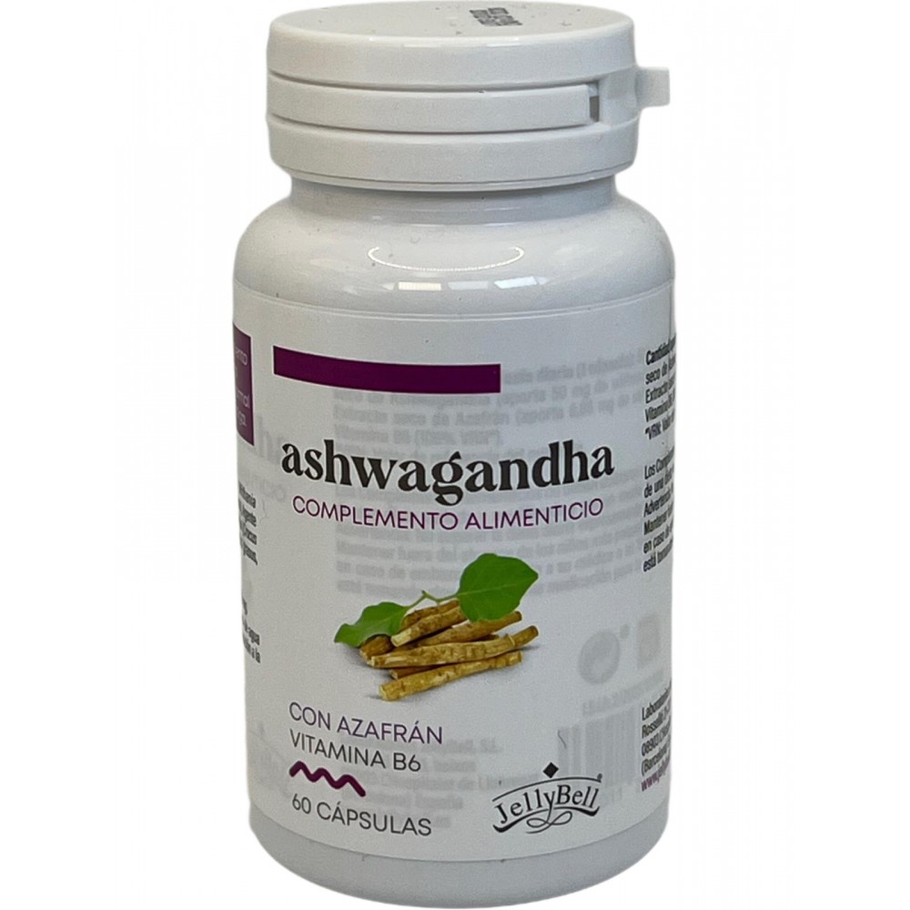 ASHWAGANDHA (Withania somnifera) con Azafrán 60 cápsulas 770mg de Jellybell JellyBell JB-0145 Estados emocionales, ansiedad, ...