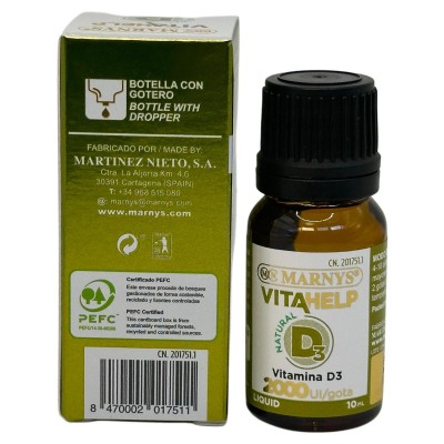 Vitamina D liquida 2000 iU 10ml Línea VITAHELP de Marnys Marnys MN813 Antioxidantes salud.bio