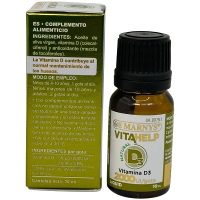 Vitamina D liquida 2000 iU 10ml Línea VITAHELP de Marnys Marnys MN813 Antioxidantes salud.bio