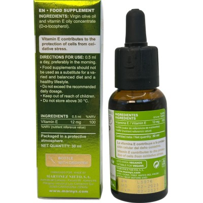 Vitamina E Líquida 12mg/0.5ml VITAHELP 30ml de Marnys Marnys MN437 Vitamina E salud.bio