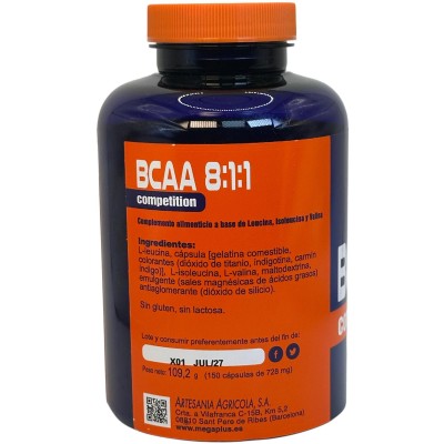 BCAA 8:1:1 Competition 150 Cápsulas de Megaplus Megaplus 132011 Proteinas salud.bio