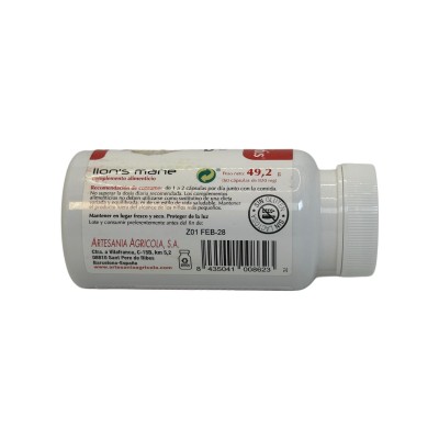 Melena de León (Lion's Mane) 500mg 60 Cápsulas Vegetales de Plantis Artesania Agrícola PLA-00862 Plantas Medicinales salud.bio