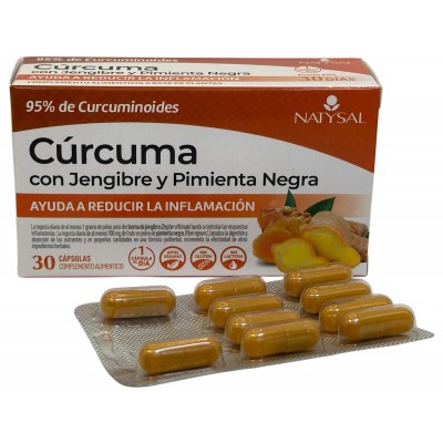 Cúrcuma con jengibre y pimienta negra (Ayuda a reducir la inflamación) 30 cápsulas de Natysal Natysal NAT-32719 Suplementos N...