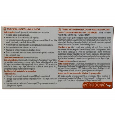 Cúrcuma con jengibre y pimienta negra (Ayuda a reducir la inflamación) 30 cápsulas de Natysal Natysal NAT-32719 Suplementos N...