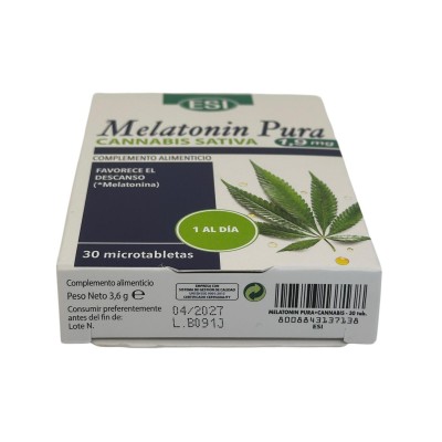 Melatonin Pura (Melatonina) 1,9mg con Cañamo 30 microtabletas de ESI® ESI ESI-13713 insomnio y descanso salud.bio