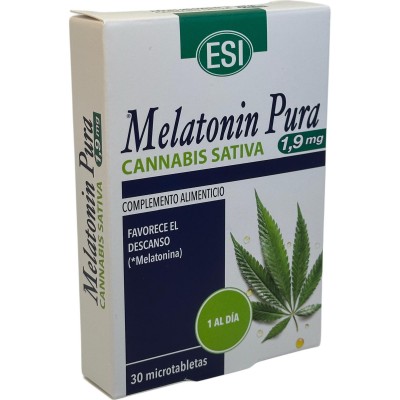 Melatonin Pura (Melatonina) 1,9mg con Cañamo 30 microtabletas de ESI® ESI ESI-13713 insomnio y descanso salud.bio