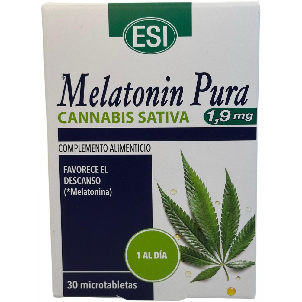 Melatonin Pura (Melatonina) 1,9mg con Cañamo 30 microtabletas de ESI® ESI ESI-13713 insomnio y descanso salud.bio