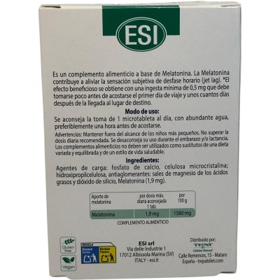 Melatonin pura (Melatonina) 1,9 mg (60 Comprimidos) de ESI ESI ESI-19011101 insomnio y descanso salud.bio