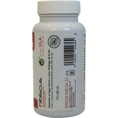 HIBISCUS con Vitamina B1 (tiamina) (Cuida tu corazón*) 60 cápsulas de Plantis Artesania Agrícola ART-04036 Sistema cardiovasc...