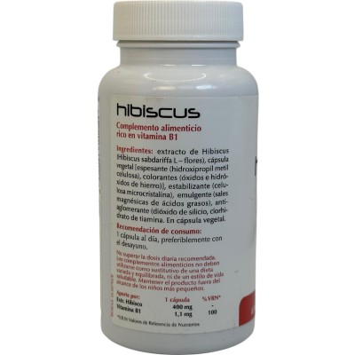 HIBISCUS con Vitamina B1 (tiamina) (Cuida tu corazón*) 60 cápsulas de Plantis Artesania Agrícola ART-04036 Sistema cardiovasc...
