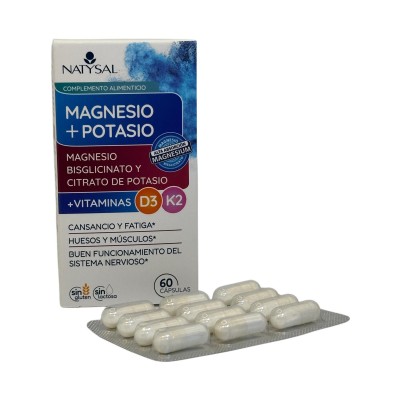 Magnesio Bisglicinato + Potasio + Vitamina D3 + Vitamina K2 60 cápsulas de Natysal Natysal NAT-32777 Articulaciones, Huesos, ...