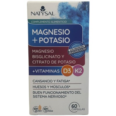 Magnesio Bisglicinato + Potasio + Vitamina D3 + Vitamina K2 60 cápsulas de Natysal Natysal NAT-32777 Articulaciones, Huesos, ...