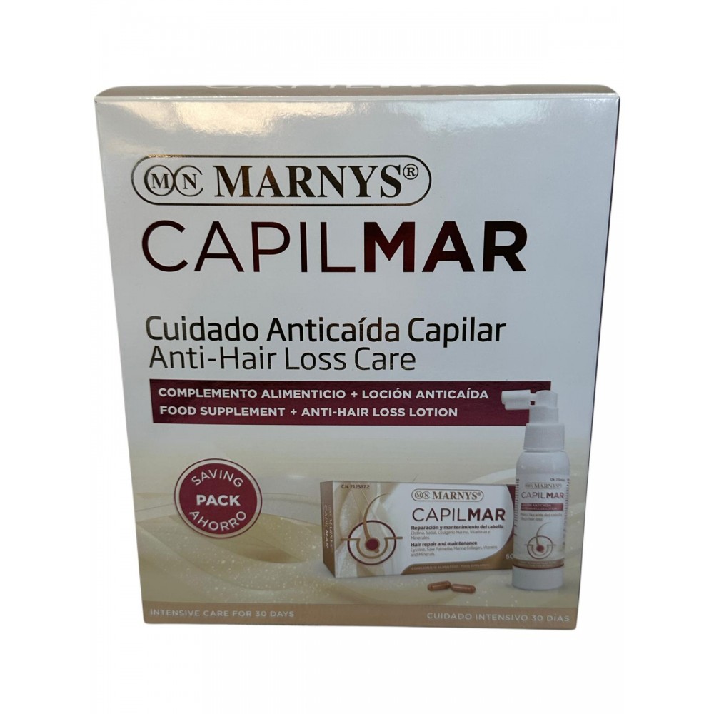 Pack Ahorro CAPILMAR 60 cápsulas y Loción Anticaída de Marnys Marnys COMBOCC Piel, Cabello y Uñas, Complementos y Vitaminas s...