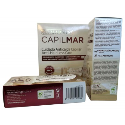 Pack Ahorro CAPILMAR 60 cápsulas y Loción Anticaída de Marnys Marnys COMBOCC Piel, Cabello y Uñas, Complementos y Vitaminas s...