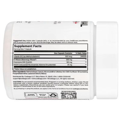NADH+ liposomal 60 cápsulas vegetales de Codeage Codeage AGE-60919 Antioxidantes salud.bio