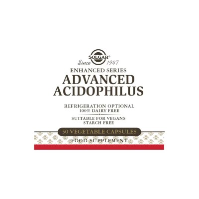 PROBIÓTICO Avanzado Acidophilus (Advanced acidophilus) 50 cápsulas vegetales de solgar Solgar SOL-00751 Ayudas aparato Digest...
