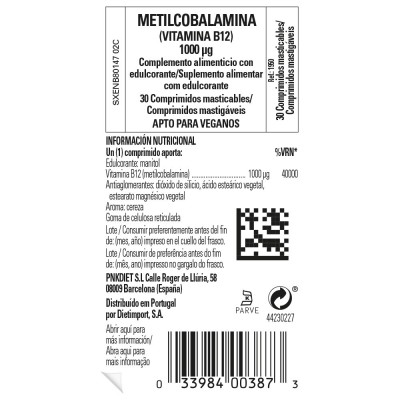 Metilcobalamina 1000mcg 30 Comprimidos Masticables B12 de solgar Solgar 051950 Vitamina B salud.bio