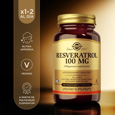 Resveratrol 100 mg (a partir de Polygonum cuspidatum) - 60 Cápsulas vegetales de Solgar Solgar 162335 Antioxidantes salud.bio