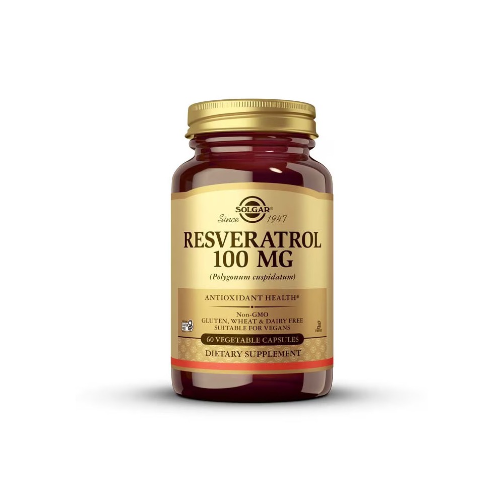 Resveratrol 100 mg (a partir de Polygonum cuspidatum) - 60 Cápsulas vegetales de Solgar Solgar 162335 Antioxidantes salud.bio