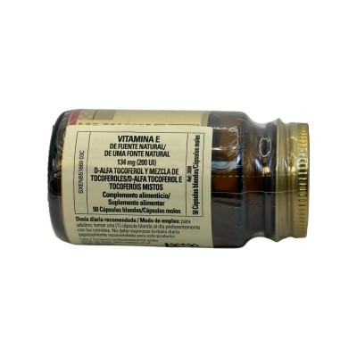 Vitamina E 200 UI 134mg (200 IU) 50 Cápsulas blandas (Perlas) de Solgar Solgar SOL-03500 Vitamina E salud.bio