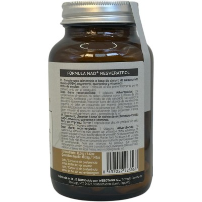 NAD+ 300mg con Tran Resveratrol Fórmula 60 cápsulas de WeBotanix WE BOTANIX WEB-22356 Antioxidantes salud.bio