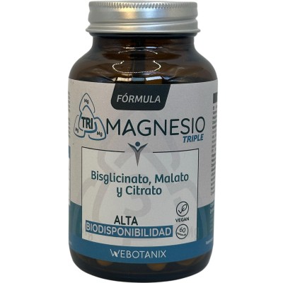 Fórmula Triple Magnesio (Bisglicinato, Malato, Citrato) 60 Cápsulas de WeBotanix WEBOTANIX WEB-22349 Suplementos Minerales  s...