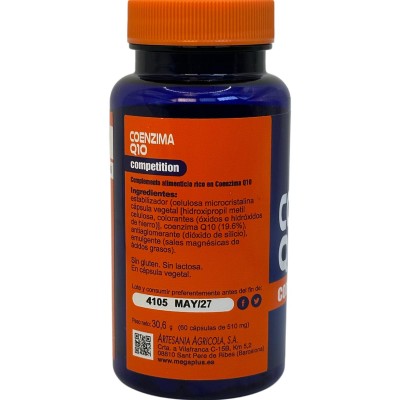 Coenzima Q10 100mg 60 cápsulas (serie Competition) de Megaplus Artesania Agrícola MEG-06434 Antioxidantes salud.bio