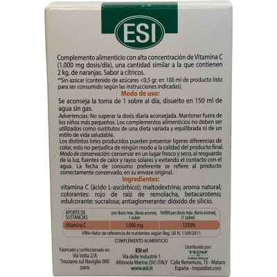 Vitamina C 1000mg POLVO (20 sobres) de ESI® ESI ESI-33010822 Vitamina C salud.bio
