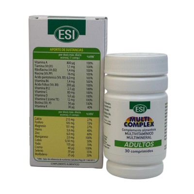 Multicomplex ADULTOS (Vitaminas y Minerales) 30 comprimidos de ESI ESI ESI-13528 Vitaminas y Multinutrientes salud.bio