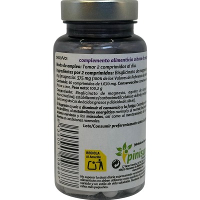 Bisglicinato de MAGNESIO 1875mg 60 comprimidos de Pinisan Pinisan 106.00262 Suplementos Minerales  salud.bio