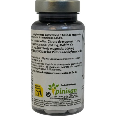 MAGNESIO TOTAL x4 (bisglicinato, citrato, malato, taurato) 50 comprimidos de Pinisan Pinisan 106.00274 Suplementos Minerales ...