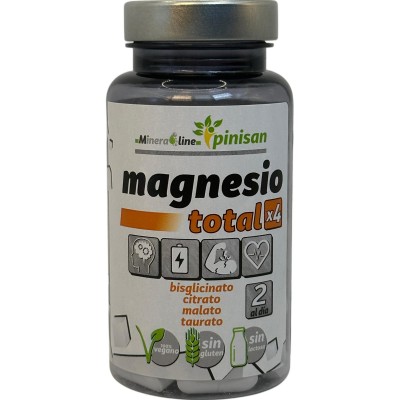 MAGNESIO TOTAL x4 (bisglicinato, citrato, malato, taurato) 50 comprimidos de Pinisan Pinisan 106.00274 Suplementos Minerales ...