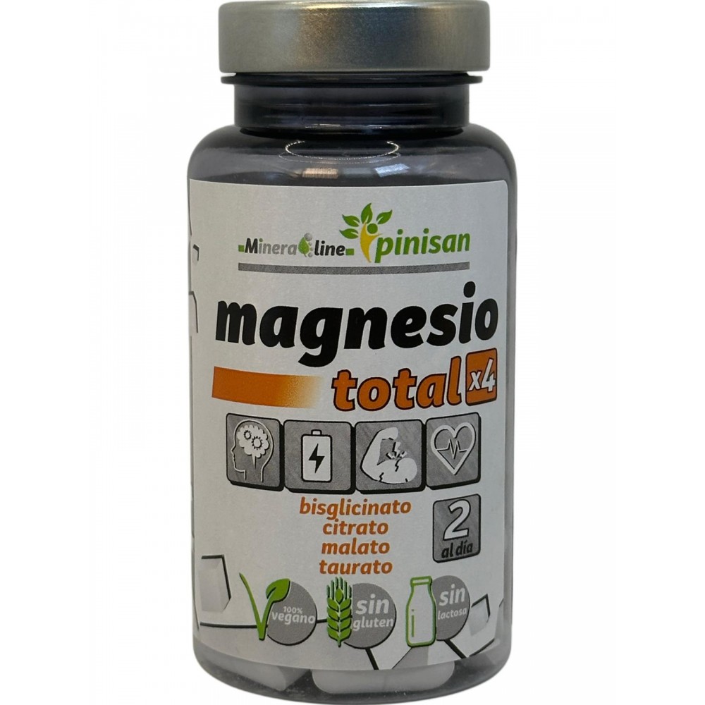 MAGNESIO TOTAL x4 (bisglicinato, citrato, malato, taurato) 50 comprimidos de Pinisan Pinisan 106.00274 Suplementos Minerales ...