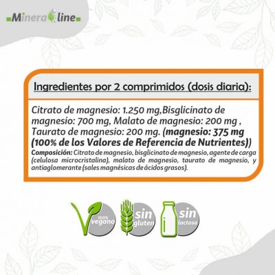 MAGNESIO TOTAL x4 (bisglicinato, citrato, malato, taurato) 50 comprimidos de Pinisan Pinisan 106.00274 Suplementos Minerales ...