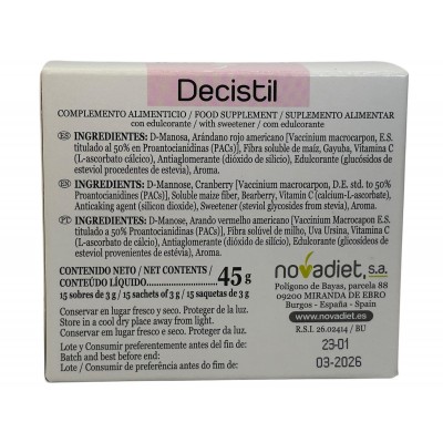Decistil (Vías Urinarias) 150mg (Pack) 15 sobres de Novadiet Novadiet NOV-10061 Bienestar urinario. Ayuda en el bienestar uri...