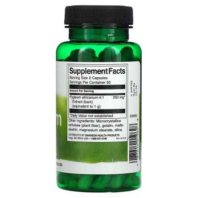 Pygeum 100 cápsulas, refuerzo de la próstata de Swanson Swanson SWV-01962 Bienestar urinario. Ayuda en el bienestar urinario....