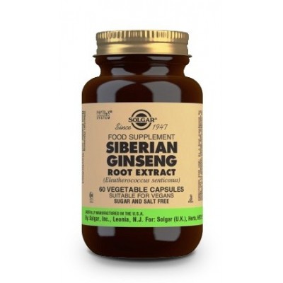Ginseng Siberiano Extracto de Raíz (Eleutherococcus senticosus) Cápsulas vegetales Solgar 184146 Cansancio, fatiga, astenia p...