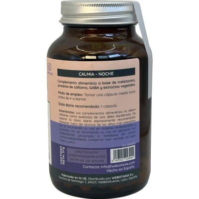 Calmia Noche con 1.9mg Melatonina 60 Cápsulas de Webotanix WEBOTANIX WEB-22309 insomnio y descanso salud.bio