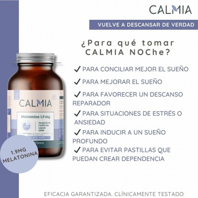 Calmia Noche con 1.9mg Melatonina 60 Cápsulas de Webotanix WEBOTANIX WEB-22309 insomnio y descanso salud.bio