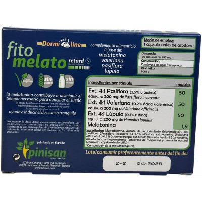 Fito Melato retard (melatonina 1.9mg 30 días) de Pinisan Pinisan 106.00207 insomnio y descanso salud.bio