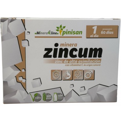 Mineraline ZINCUM (Zinc + Vitamina C) 60 cápsulas de Pinisan Pinisan MYC-00816 Sistema inmunitario salud.bio