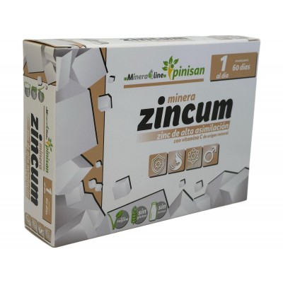 Mineraline ZINCUM (Zinc + Vitamina C) 60 cápsulas de Pinisan Pinisan MYC-00816 Sistema inmunitario salud.bio