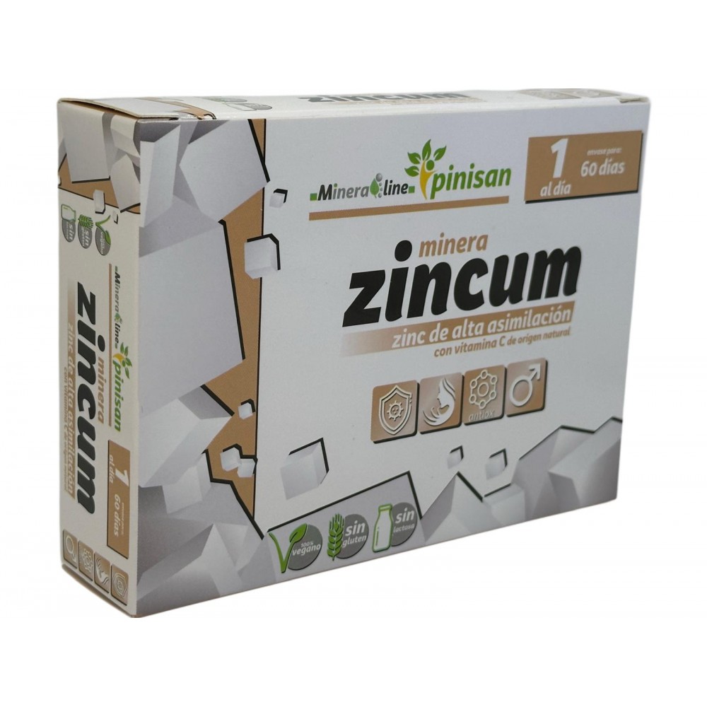 Mineraline ZINCUM (Zinc + Vitamina C) 60 cápsulas de Pinisan Pinisan MYC-00816 Sistema inmunitario salud.bio