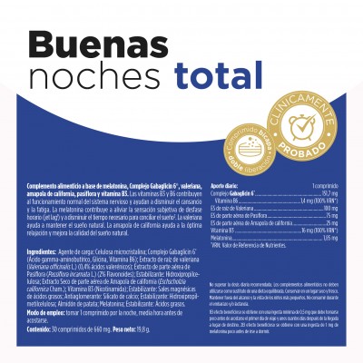 Buenas Noches TOTAL 30 Comprimidos Bicapa de Eladiet Eladiet ELA-21776 insomnio y descanso salud.bio